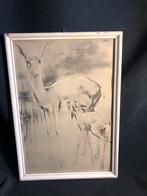 H. van Meegeren - Tekening Hertjes - 22x29cm, Ophalen of Verzenden