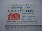 sticker oud DRAAIORGEL Amsterda JMJ V TUURE draai orgel retr, Verzenden, Zo goed als nieuw, Bedrijf of Vereniging
