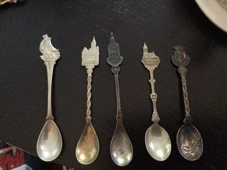 Antieke Souvenirlepels Set van 5, Antiek en Kunst, Antiek | Bestek, Ophalen of Verzenden