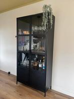 Zwarte vitrinekast, Huis en Inrichting, Ophalen, 200 cm of meer, 25 tot 50 cm, Glas
