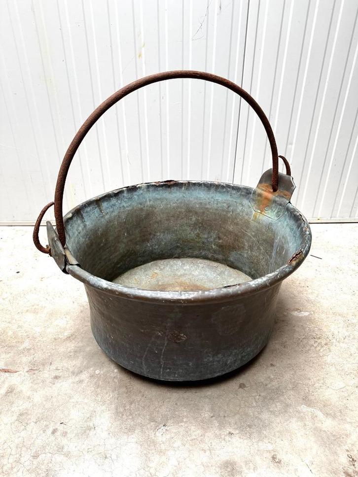 antieke koperen HOUTBAK ketel openhaard 57cm doorsnee GROOT, Huis en Inrichting, Haarden, Zo goed als nieuw, Overige soorten, Ophalen of Verzenden