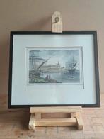 Ingekleurde Gravure Jachtclub gebouw Rotterdam, Ophalen of Verzenden