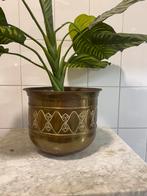 Prachtige  grote messing  vintage / retro bloempot, Ophalen of Verzenden