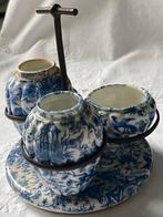 Antiek Delfts Blauw Kruidenrekje met Potjes, Antiek en Kunst, Antiek | Servies compleet, Ophalen of Verzenden