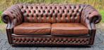 Leuke Chesterfield bank bruin leer + BEZORGING GRATIS