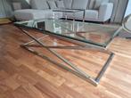 Moderne Salontafel chroom  en glas, Huis en Inrichting, Tafels | Salontafels, Ophalen, 100 tot 150 cm, 50 tot 100 cm, Glas