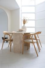 NIEUW! Prachtige travertin eettafel Pelago incl. bezorging, Ophalen, Japandi, 50 tot 100 cm, Nieuw