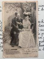 Dame en heer op bankje (JJ), Verzamelen, Ansichtkaarten | Themakaarten, Ophalen of Verzenden, Voor 1920, Gelopen, Overige thema's