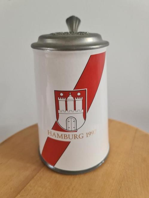 Bierpullen Henninger Brau Deutschland Edition, tinnen deksel, Verzamelen, Biermerken, Zo goed als nieuw, Pul(len), Overige merken