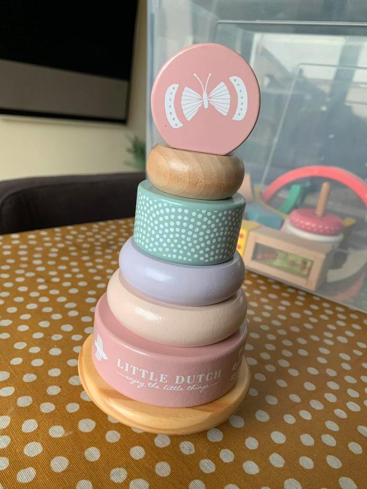 Little dutch tuimeltoren hout zgan, Kinderen en Baby's, Speelgoed | Houten speelgoed, Zo goed als nieuw, Ophalen