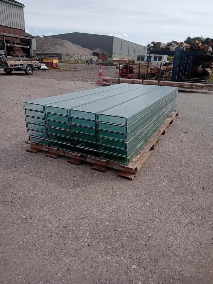 Glazen u profielen gelaagd doorzichtig,circa 128 stuks, Doe-het-zelf en Verbouw, Glas en Ramen, Gebruikt, Glasplaat, 160 cm of meer