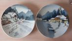 Set mooie oude wandborden met winterlandschap., Antiek en Kunst, Antiek | Wandborden en Tegels, Ophalen of Verzenden
