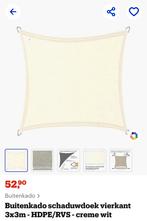 Buitenkado schaduwdoek vierkant 3x3m creme wit, Ophalen of Verzenden, Zo goed als nieuw
