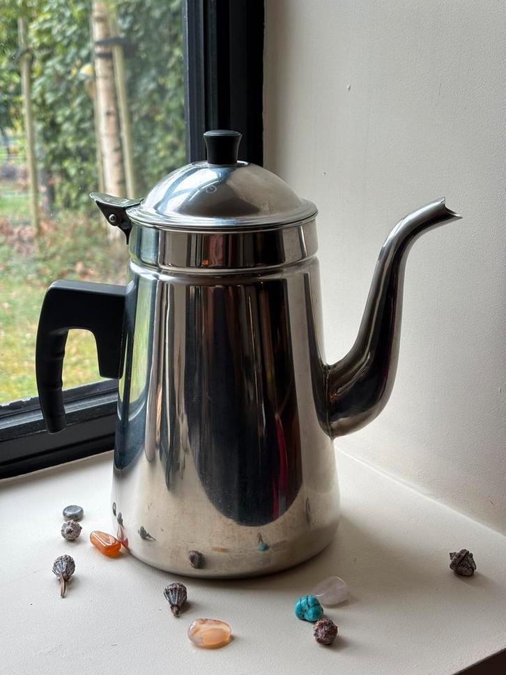 Vintage stainless steel koffiekan, koffiepot, kan, pot, Antiek en Kunst, Antiek | Keukenbenodigdheden, Ophalen of Verzenden