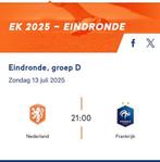 Dames nederland-frankrijk basel, Tickets en Kaartjes, Losse kaart, Twee personen, Juli, Nederlands elftal