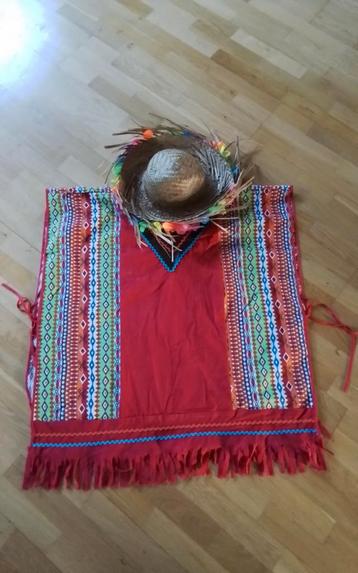 Mexicaanse Poncho met Sombrero.  beschikbaar voor biedingen