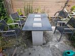 Natuurstenen tafel met stoelen, Tuin en Terras, Tuinsets en Loungesets, Ophalen, Gebruikt, Tuinset, Eettafel