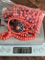 Antiek bloedkoraal losse kralen, zilver slot+armband goud, Sieraden, Tassen en Uiterlijk, Antieke sieraden, Ophalen of Verzenden