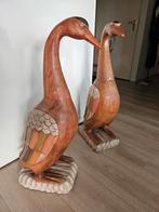 2 houten vogels, Verzamelen, Beelden en Beeldjes, Ophalen, Gebruikt, Dier