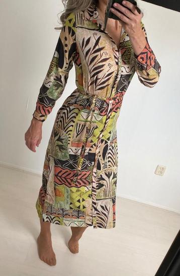 Jurk lange jurk maxi dress Lizzy & Coco S groen creme taupe beschikbaar voor biedingen