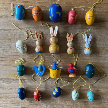 20 Vintage paashangers houten pasen hout hanger beschikbaar voor biedingen