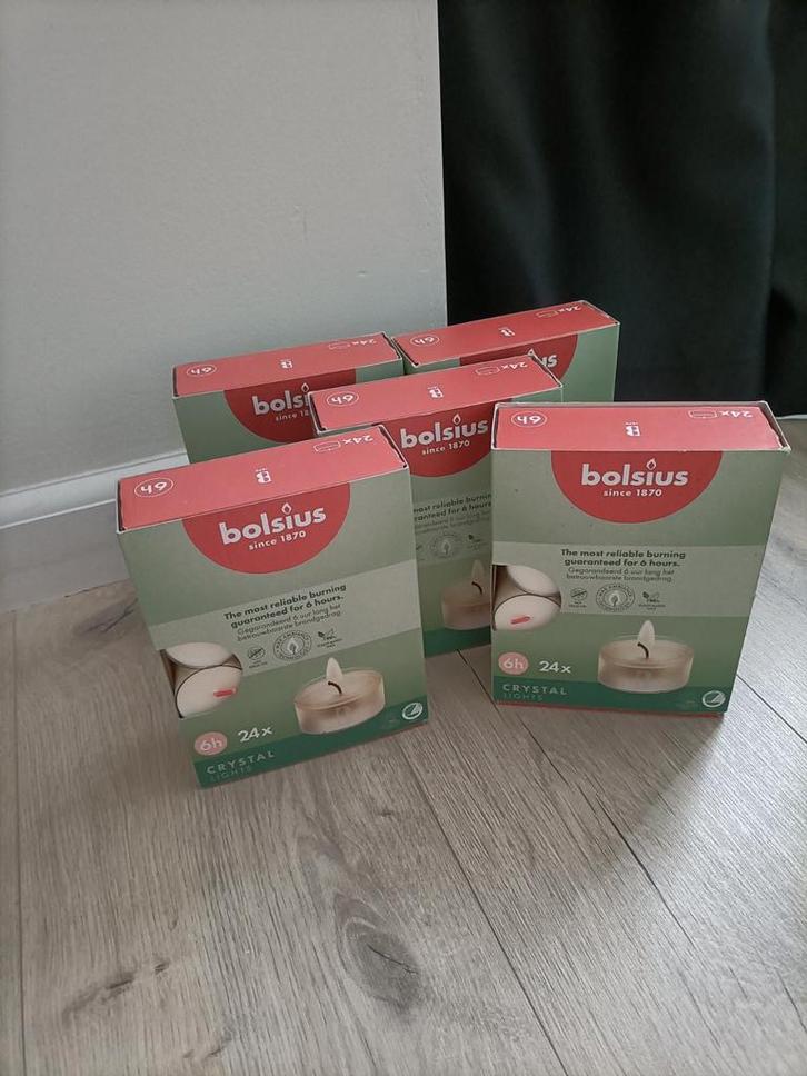 Bolsius theelichten, vijf keer 24, lange brandduur, nieuw, Huis en Inrichting, Woonaccessoires | Kandelaars en Kaarsen, Ophalen