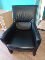 Zwarte leren fauteuil nieuwstaat, Ophalen, Zo goed als nieuw