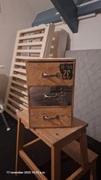 Vintage Houten Ladekastje - Industrieel Design, Huis en Inrichting, Overige houtsoorten, Minder dan 50 cm, Gebruikt, Ophalen of Verzenden