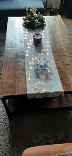 Mango blad... salon tafel..zwaar ijzer... 4 lades, Ophalen, 100 tot 150 cm, 50 tot 100 cm, Zo goed als nieuw