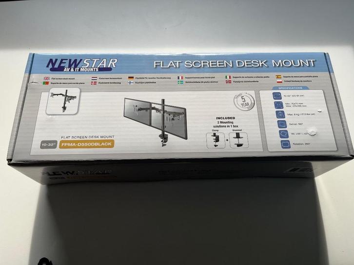 NewStar FPMA-D550DBLACK – Dubbele Monitorarm, Computers en Software, Monitoren, Gebruikt, 60 Hz of minder, Overige typen, Overige resoluties