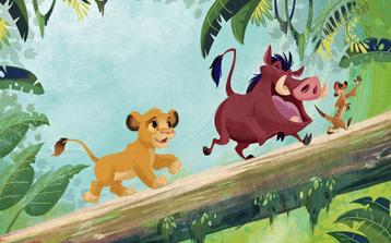 Lion King fotobehang Jungle Team, Simba, Nala, Pumba, Timon beschikbaar voor biedingen