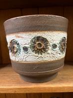 Grote  vintage bloempot beige/ groen/ bruin, Tuin en Terras, Bloempotten, Ophalen of Verzenden