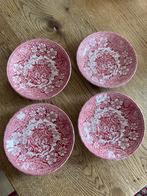 Gebaksbordjes vintage roze Royal Tudor Ware 4 stuks, Antiek en Kunst, Ophalen of Verzenden