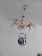 Vintage Kroonluchter Goud/Glas, Ophalen, Gebruikt, Glas, Vintage