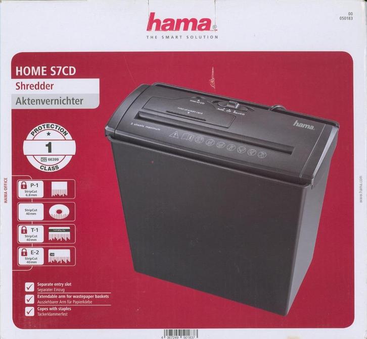 HAMA HOME S7CD PAPIER EN CD SHREDDER, Diversen, Bureau-accessoires, Nieuw, Verzenden