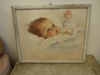 vintage Baby schilderij met glas Bessie Peage Gutman., Ophalen of Verzenden