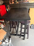 Mancave -Bar-sta-tafel met lade en 4 krukken, Huis en Inrichting, Tafels | Statafels, Ophalen, Gebruikt