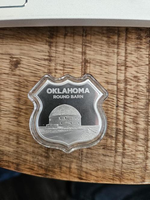 The Icons of Route 66 Series Oklahoma zilver munt 1 oz, Postzegels en Munten, Edelmetalen en Baren, Zilver, Ophalen of Verzenden