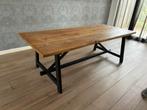 Houten Eettafel met Zwart Onderstel, Huis en Inrichting, Ophalen, Gebruikt, Eikenhout, 200 cm of meer