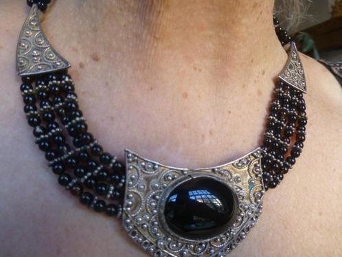 Zilveren Orientaals Collier + Onyx meesterteken: Zeynep Erol, Sieraden, Tassen en Uiterlijk, Kettingen, Zilver, Zilver, Met edelsteen
