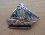 zilveren broche MEXICO met albone schelp [878], Sieraden, Tassen en Uiterlijk, Broches, 4 tot 7 cm, Verzenden, Zo goed als nieuw