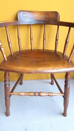 Set antieke Engelse houten spijlen stoelen met armleggers, Ophalen, Gebruikt, Twee, Bruin