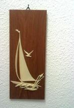 retro vintage zeilen zeilboot wand deco hanger plakaat hout, Ophalen of Verzenden