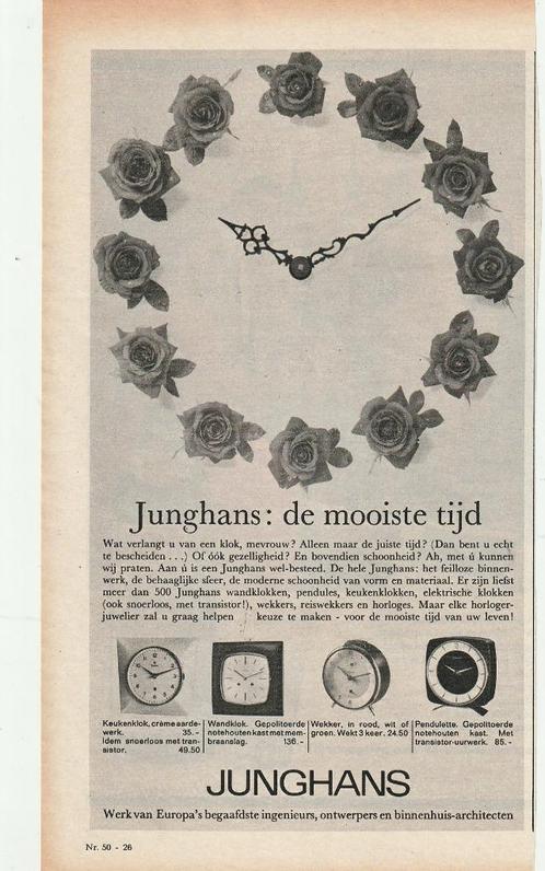 Retro reclame 1962 Junghans klokken keukenklok wekker, Verzamelen, Retro, Overige typen, Verzenden