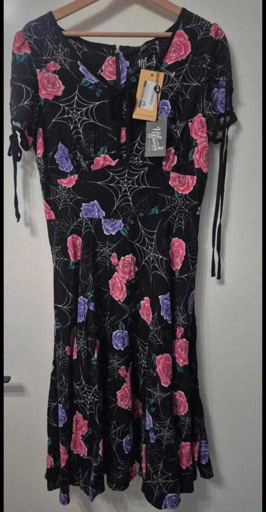 Hell Bunny Eloise Rose Spiderweb Jurk - Nieuw!, Kleding | Dames, Jurken, Nieuw, Zwart, Knielengte, Ophalen of Verzenden