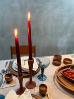 Bordeaux rode kandelaren- set van 2, Huis en Inrichting, Woonaccessoires | Kandelaars en Kaarsen, Q, Q, Ophalen of Verzenden, Zo goed als nieuw