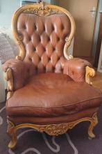 Leren brocante fauteuil, Antiek en Kunst, Antiek | Meubels | Stoelen en Banken, Ophalen