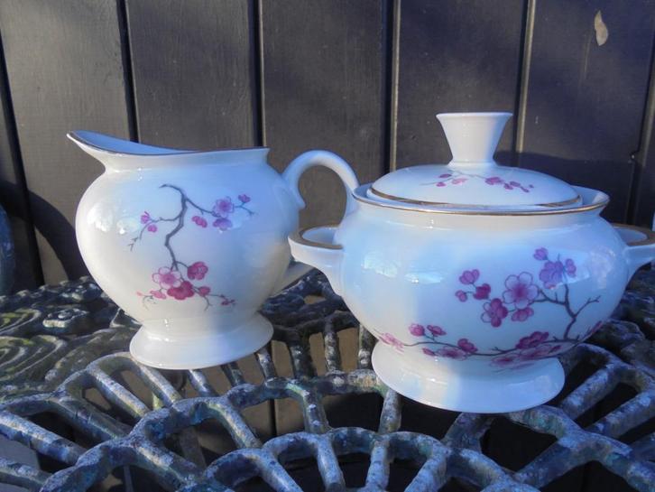 Roomstel roze Kersenbloesem tak Cerabel, Antiek en Kunst, Antiek | Servies los, Ophalen of Verzenden