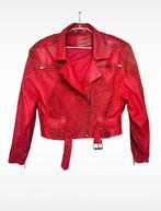 Vintage Jas Maat 36 Rood Leer Biker Stijl Kort, Verzenden, Vintage, Maat 36 (S), V