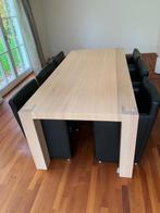 Eetkamertafel + leren kuipstoeltjes, Huis en Inrichting, Tafels | Eettafels, Ophalen, Gebruikt, Eikenhout, 50 tot 100 cm